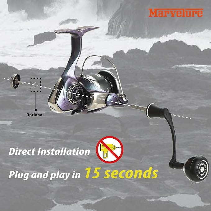 Locked-Type Power Handle (Hexagon Shaft) Compatible for Daiwa Revros LT Crossfire LT Legalis LT Regal LT Laguna LT Eliminator QR Spinning Reels