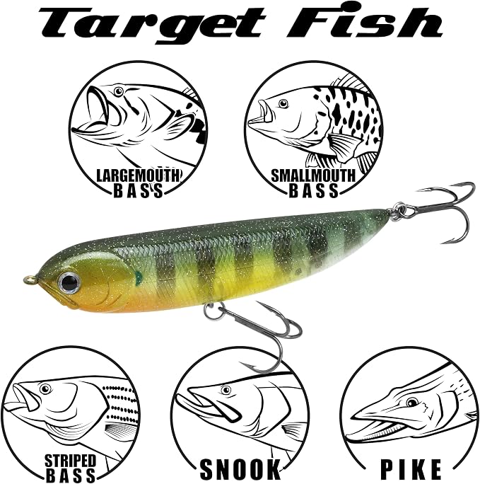LUCKY CRAFT Sammy 98, Freshwater Lake Bass Fishing Lure, Topwater, Floating, Perfect Walking The Dog, Fishing Gear, Fishing Accessories, Fishing Tackle