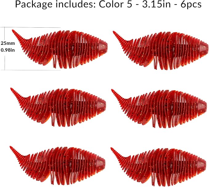 THKFISH Soft Swimbait 5/6 PCS or 15/18 PCS Soft Plastic Fishing Lures Bass Lures Swim Baits Lures for Bass Fishing Worms for Bass