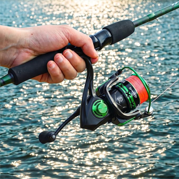 Sougayilang Fishing Rod Reel Combos,Two Pieces Fiberglass Durable and Strong Spinning Pole with Smooth Reel Available for Freshwater Catching Bass, Trout, Catfish