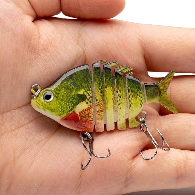 Bassdash SwimPanfish 0.34oz Hard Swimbaits Multi Jointed Topwater Trout Bass Fishing Crank Lure for Freshwater and Saltwater