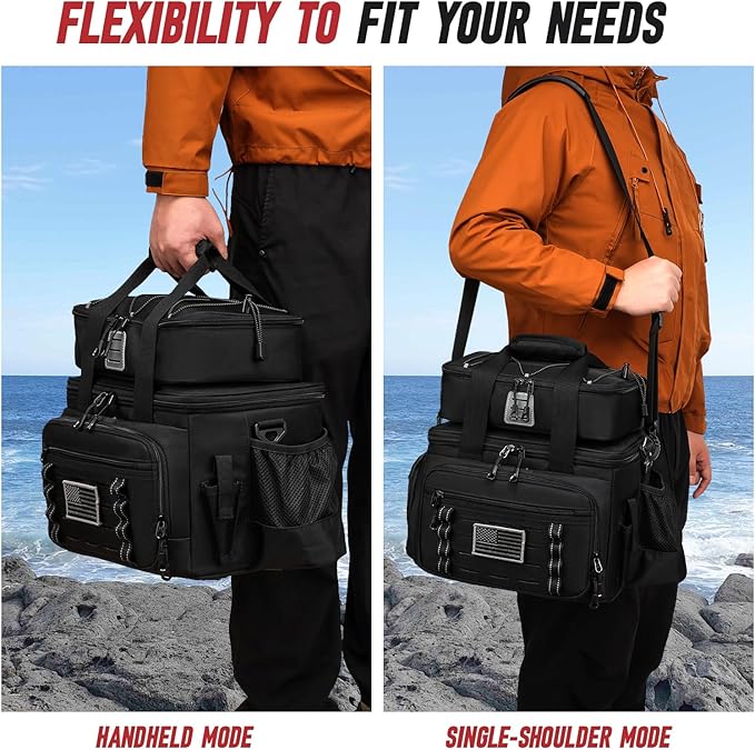 Fishing Tackle Bag, Equipped With 4 Tackle Boxes and Detachable Reel Storage Pouch, Waterproof Fishing Gear Organizer, Durable Angling Equipment, Featuring an Adjustable Shoulder Strap