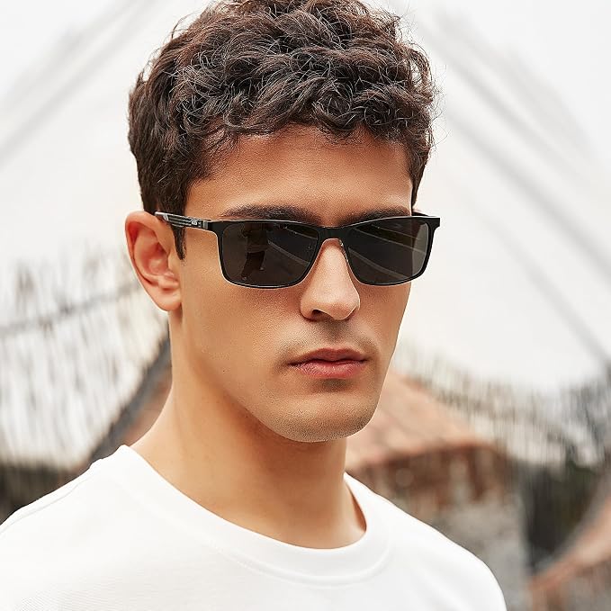 BIRCEN Polarized Mens Sunglasses for Driving: UV Protection Al-Mg Metal Sunglasses Lightweight Shades for Fishing Travel Golf