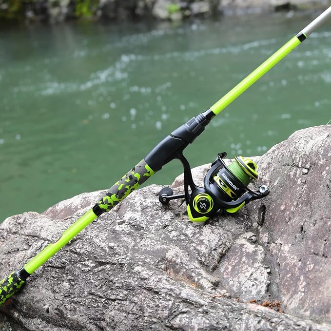 Sougayilang IM7 Graphite Fishing Rod – 2-Piece Casting & Spinning, Medium/Medium Heavy Power, Stainless Steel Guides with Zirconium Rings, EVA Handle & Hook Keeper for Bass, Trout, Walleye, Catfish