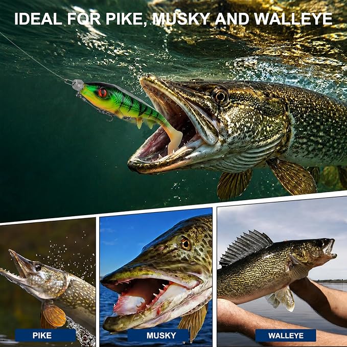 Eupheng 3pcs 3 Size Premium Pike Stinger Rig with Double Treble Hooks, Screw Rigging Kit with Sinker Weight for Soft Bait, Heavy-Duty Wire Leader