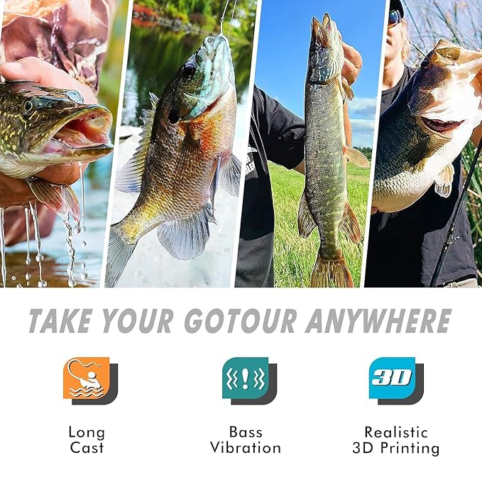GOTOUR Pre-Rigged Soft Fishing Lures with Weedless Hook, Lifelike Paddle Tail Swimbaits for Bass Fishing, Freshwater & Saltwater Fishing Bait, Fishing Tackle for Bass, Pike, Trout, and Walleye