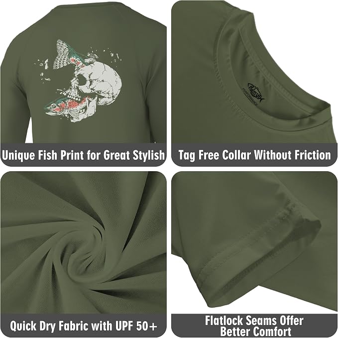 Palmyth Fishing Shirts for Men Long Sleeve UPF 50+ T Shirt Sun Protection Tee