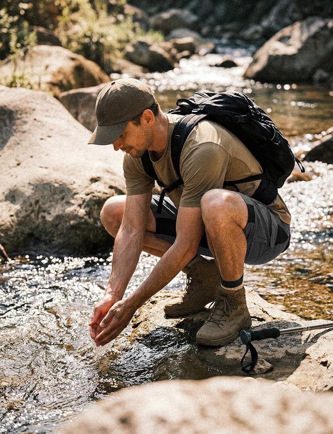 XKTTAC Men's Outdoor Quick Dry Lightweight Stretchy Shorts for Hiking, Tactical, Camping, Travel with 6 Pockets