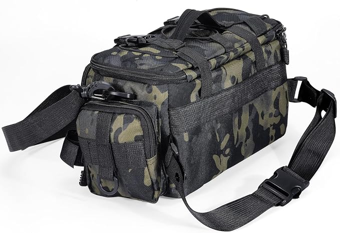 Sougayilang Fishing Tackle Bags with 3600 Tackle Tray - Fishing Tackle Storage Bags for Saltwater or Freshwater Fishing Gear - Padded Shoulder Strap - Tackle Box Bag Fishing Bag(Green)
