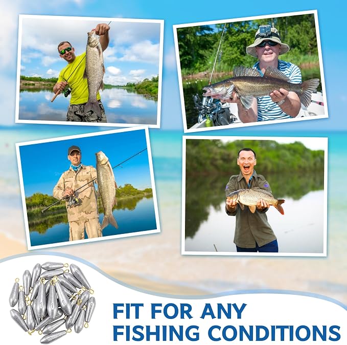 Landhoow Drop Shot Fishing Sinker Weights Kit Freshwater Catfishing Fishing Sinker Bass Casting Removable Line Saltwater Streamlined Snap Weight for Trolling Surf Tackle