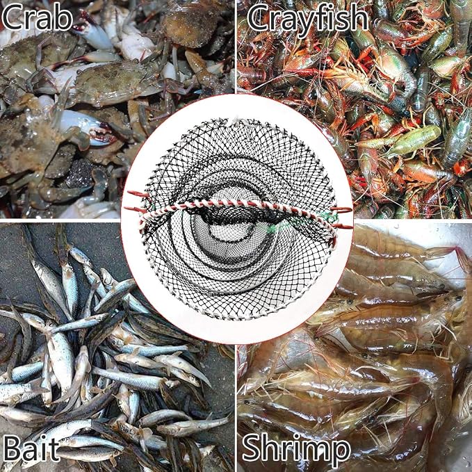 Drasry Crab Trap Bait Lobster Crawfish Shrimp Portable Folded Cast Net Magic Collapsible Fishing Traps Nets Accessories for Blue Crabs