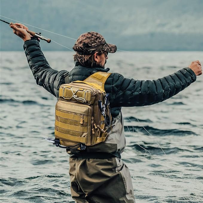 Aertiavty Fishing Backpack, Fishing Bag with Tackle Box, Compact Fishing Tackle Bag, Fishing Tackle Backpack with Rod Holder for Outdoor Sport Fishing Gifts for Men Women