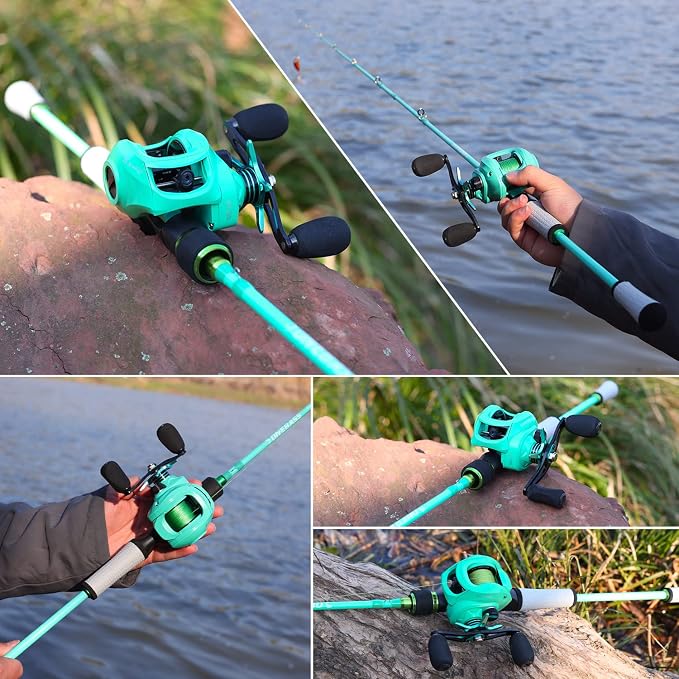 One Bass Fishing Rod Reel Combo, Baitcasting Fishing Pole with Graphite 2Pc Blanks