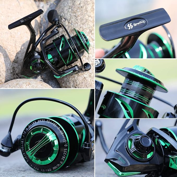 Sougayilang Fishing reels Light Weight Saltwater Spinning Reel - 39.5 LB Carbon Fiber Drag,12+1 BB Ultra Smooth All Aluminum Inshore Reel