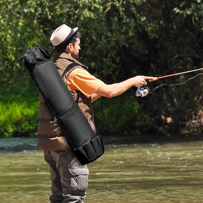 Fishing Rod Bag Fishing Rod Case, Durable Folding 900D Oxford Fabric Portable Large Capacity Waterproof, Fishing Gifts for Men Boys