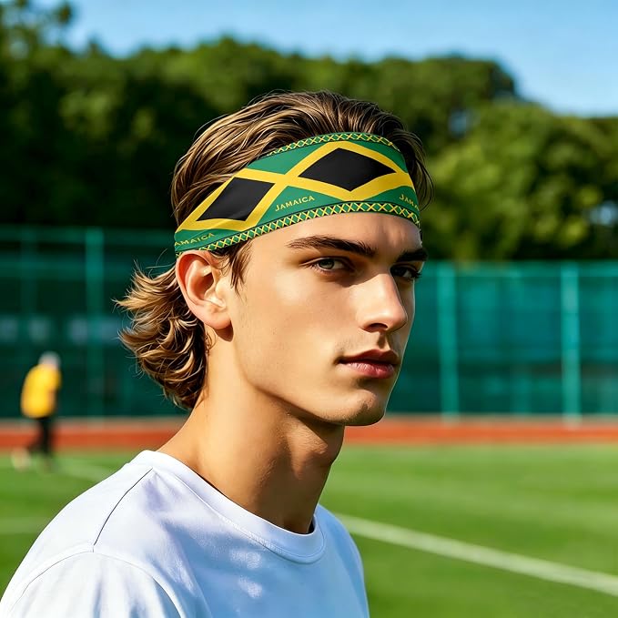 Flag Headbands for Men Women, Moisture Wicking Sweatband Breathable Sports Headwrap, Non-Slip Stretchy Fitness Hair Band