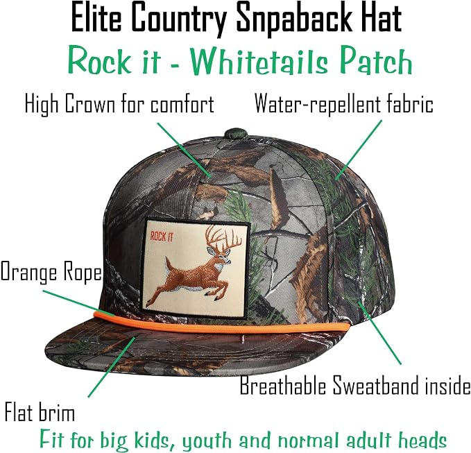 EDTREK Elite Youth Country Hat for Big Kids - Boys Snapback Hat with Flat Brim