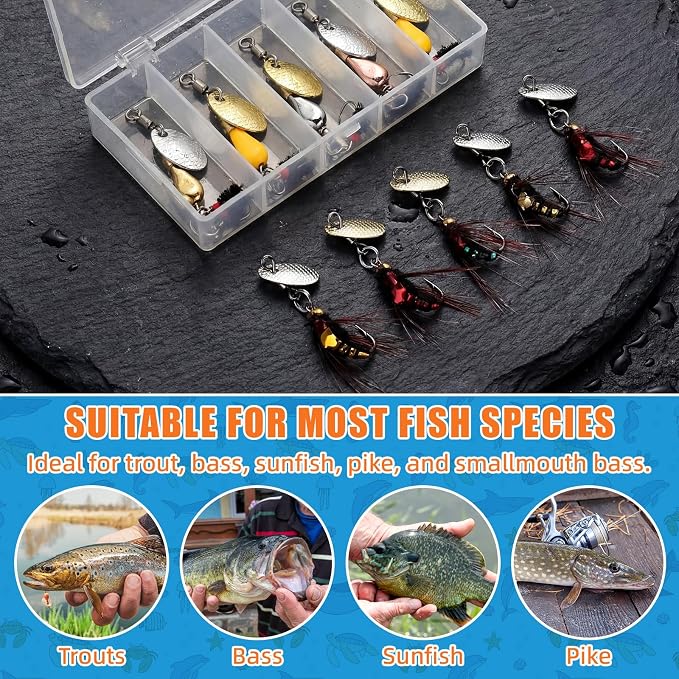Skylety 10 Pieces Mini Fishing Lures Fishing Hard Baits Hooks Crankbaits Lures Baits Topwater for Freshwater Saltwater Trout Bass Perch with Box