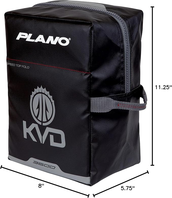 Plano KVD Wormfile Signature Series 3600 Speedbag, Black TPE Coated Fabric with Red Interior and Accents, Premium Soft Fishing Bag, Tackle Storage for Baits & Lures