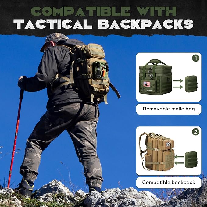 Maelstrom Tactical Lunch Box, 23 L Insulated Lunch Bag for Men, Expandable Double Deck Lunch Cooler Bag,Large Leakproof Soft Lunch Tote with Detachable MOLLE Bags, for Adult Women Work,Picnic