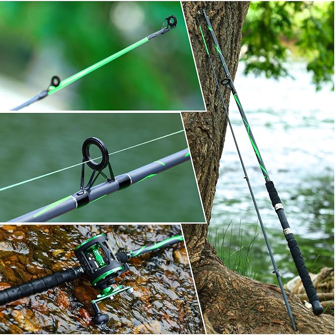 Sougayilang Spinning Rods, Strong Carbon&Glass Composite Fishing Pole with Stainless Steel Line Guides for Catfish- 7'0"