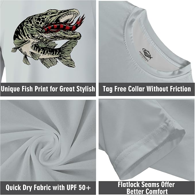 Palmyth Fishing Shirts for Men Long Sleeve UPF 50+ T Shirt Sun Protection Tee