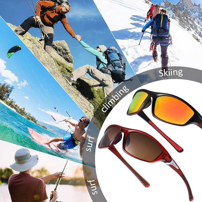 TOODOO 4 Pairs Men Polarized Sunglasses with UV Protection Driving Glasses Sports for Sport Outdoor Activities