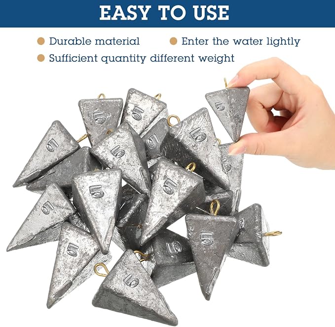 Shimeyao 18 Pieces Pyramid Sinkers Fishing Weights Triangle Fishing Sinkers Rig Pyramid Sinker for Ocean Saltwater Surf Bass Casting Gear Tackle