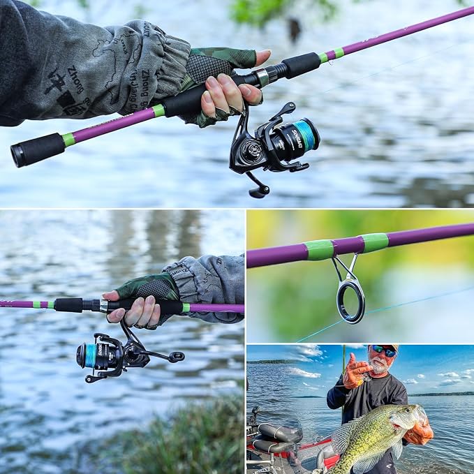 Sougayilang Fishing Rod 24-Ton Carbon&Glass Fiber Composite Spinning and Casting Rod, 2 Piece for Bass Trout Crappie Travel Fishing- 6'0"