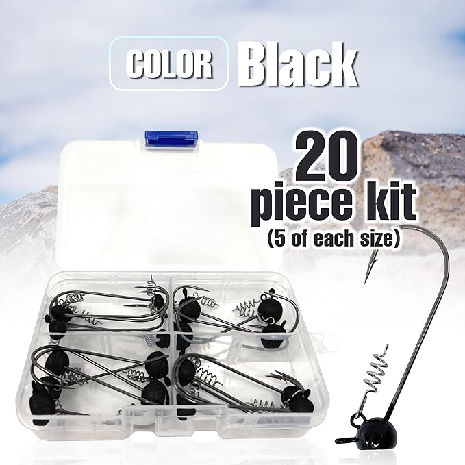Reaction Tackle Stand-Up Shaky Head Jigs- for Bass Fishing with Size Stamped on Jig Heads (10-Pack)