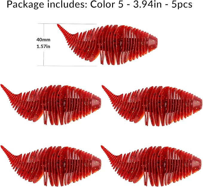 THKFISH Soft Swimbait 5/6 PCS or 15/18 PCS Soft Plastic Fishing Lures Bass Lures Swim Baits Lures for Bass Fishing Worms for Bass