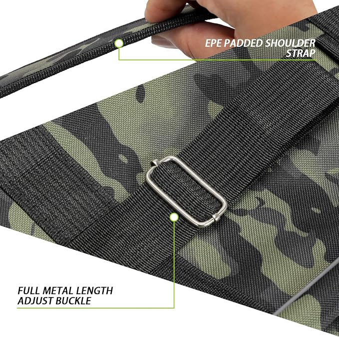 Seaknight Portable Fishing Rod Case - 2 Sizes (53.15in/59.0in) Oxford Fabric Tackle Storage Bag for Travel, Durable Rod Carrier for Freshwater & Saltwater Anglers (Black Camou, 135cm/ 53.15in)
