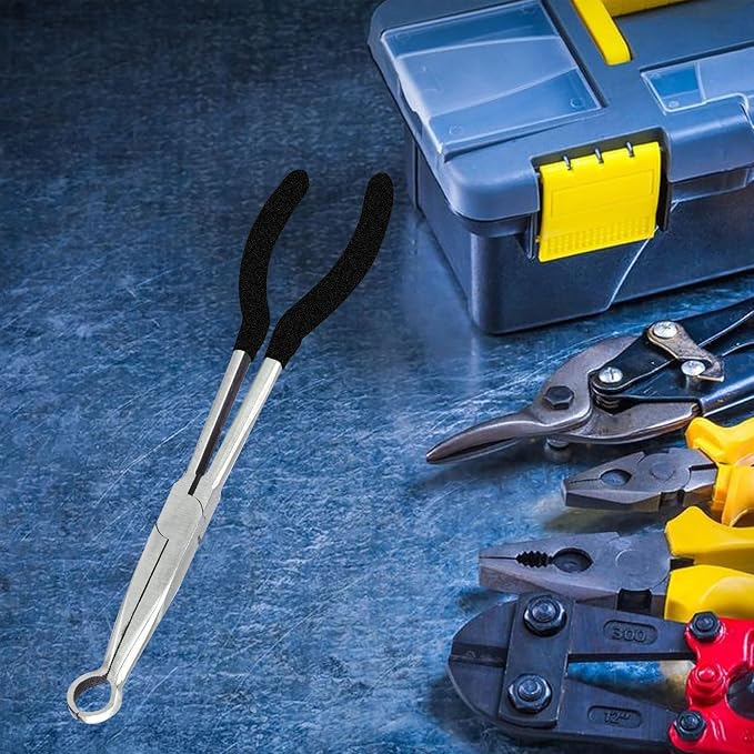 1 Piece 11 Inch Long Reach - Long - circle plier-Degree Angle, Long Reach Circle PliersDesigned for Mechanics, Technicians, and Contractors Milled-Jaws Steel