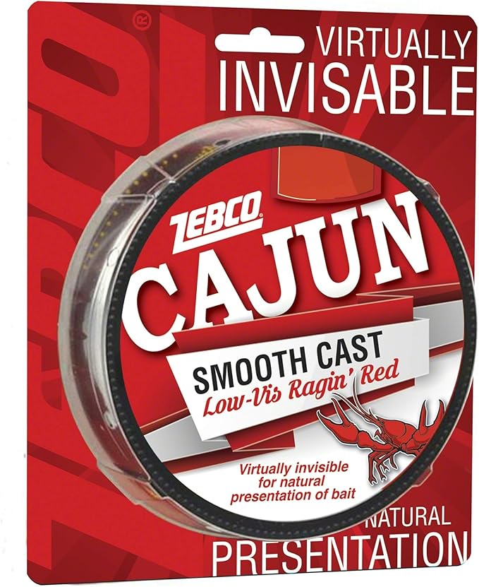 Zebco Cajun Line Smooth Cast Fishing Line, Low Vis Ragin' Red