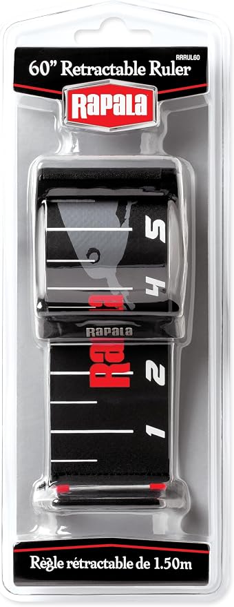 Rapala Retractable Ruler 60", Compact and Durable Measuring Tool for Anglers, Convenient Folding Design with Easy-to-Read Markings for Accurate Fish Measurements