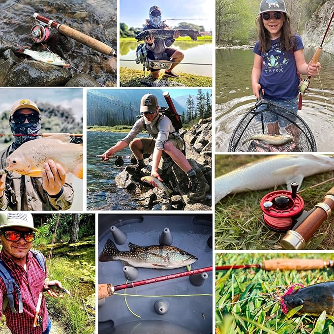 Aventik Whisperer Fly Fishing Rod 4 Pieces, 6FT 0/1/2/3wt, 7FT 3/4wt, 24T Corbon Fiber Fast Action Super Compact Freshwater Ultra Light Fly Rod with Cordura Rod Tube