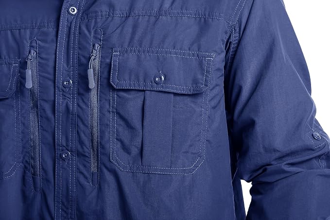 MAGCOMSEN Men's UPF 50+ Sun Protection Shirts, Button Down Long Sleeve Shirt for Hiking, Fishing, Safari