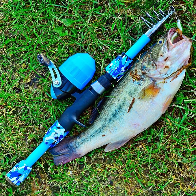 PROBEROS Kids Fishing Pole - Portable Telescopic Fishing Rod and Reel Combo Kit - Spincast Fishing Reel Casting Rods with Lures Lines Tackle Box and Bag for Boys Girls Youth Fishing