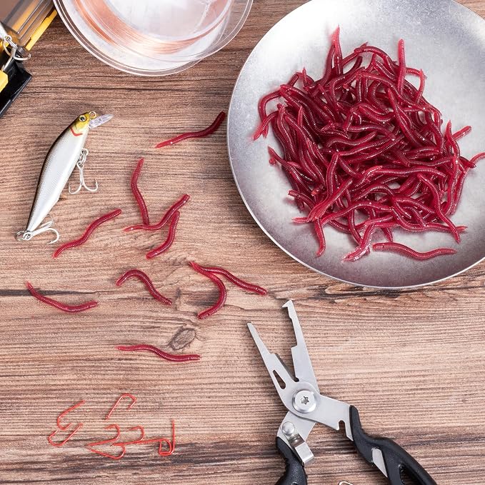 Fake Worms for Fishing, Soft Bass Realistic Maggots Baits Bread Worm Fishing Lure, False Wax Worm