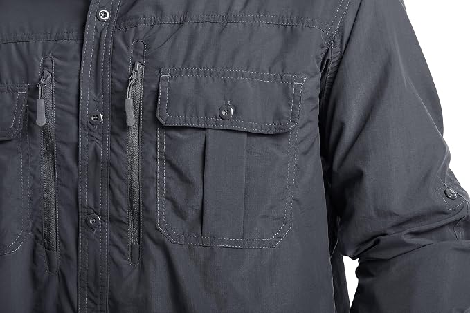 MAGCOMSEN Men's UPF 50+ Sun Protection Shirts, Button Down Long Sleeve Shirt for Hiking, Fishing, Safari