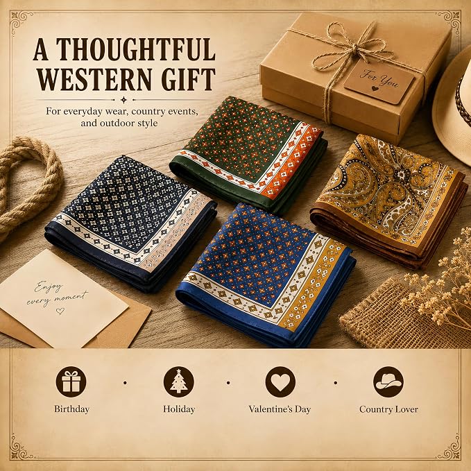 4PCS Neck Scarf Bandanas for Men and Women, Silk Feeling Head Scarfs, Fashion Neckerchief Square Purse Scarf