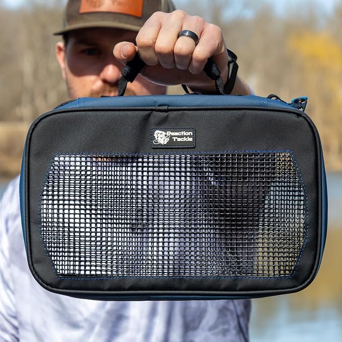 Reaction Tackle Deluxe Bait Binder – Water-Resistant Soft Plastic Bait Storage Bag, Saltwater & Freshwater Fishing Tackle Organizer, Lure Bag for Bass, Kayak, and Boat Fishing