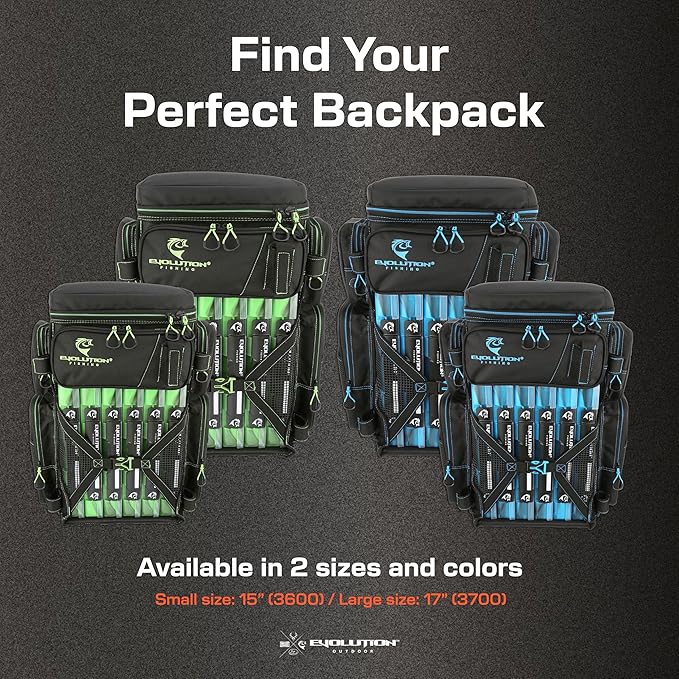Evolution Fishing Drift Series Tackle Backpack, Outdoor Rucksack w/ 6 Fishing Tackle Trays, Heavy Duty
