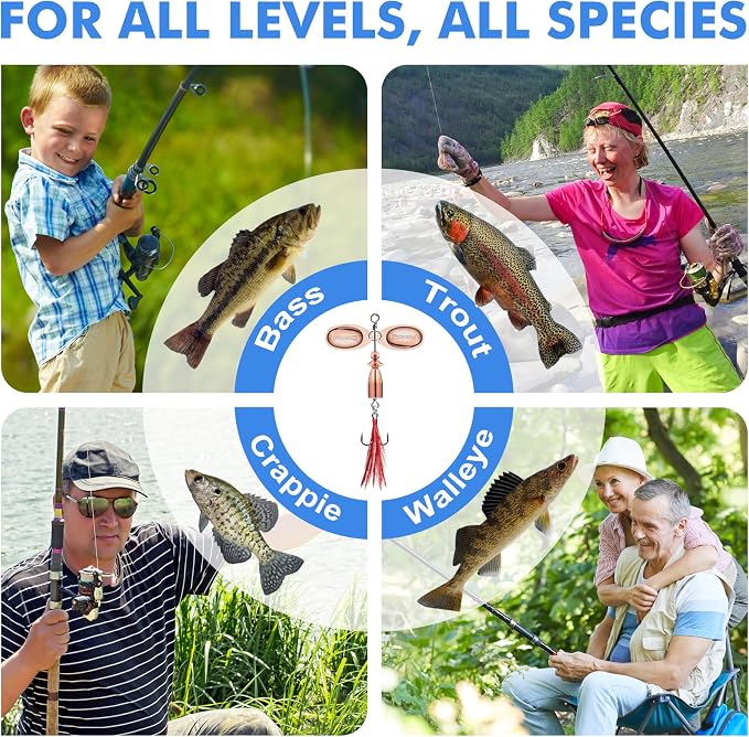 TRUSCEND Vibespinner Easy Catch Fishing Lures with BKK Hooks, Tail Spinner Baits with 4 Actions, Vibrating Swimming Flashing & Jigging for More Bites, Spoon Lures for Bass Trout Crappie Walleye Pike