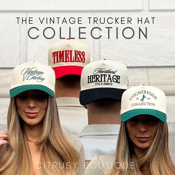 Vintage Western Trucker Hat | Men & Women | Country Cute Caps for Cowgirls Cowboys | Camo Denim Embroidered Cotton | Snapback
