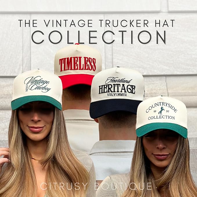 Vintage Western Trucker Hat | Men & Women | Country Cute Caps for Cowgirls Cowboys | Camo Denim Embroidered Cotton | Snapback