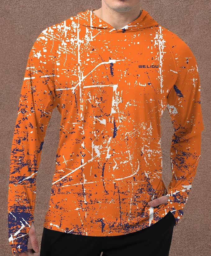 Men's UPF 50+ Sun Protection Hoodie Shirt Long Sleeve SPF Fishing Outdoor UV Hiking Lightweight Shirts