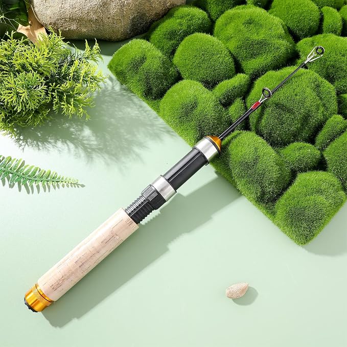 TOYANDONA Pocket Telescopic Fishing Rod, 25.6 Inch Carbon Mini Ultra-Light Ice Fishing Rod Cork Handle, Travel Fishing Pole for Saltwater Freshwater Fishing Gifts for Man