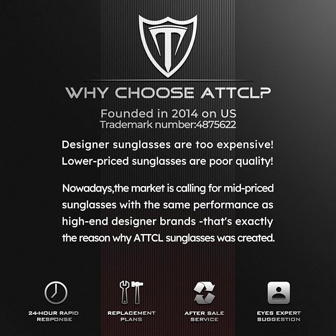 ATTCL Polarized Sunglasses Men for Fishing: UV Protection Lightweight TR90 Sports Wrap Sun Glasses Driving Golf Running