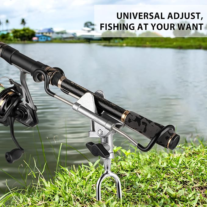 PLUSINNO Fishing Rod Holders - Upgraded 360 Degree Adjustable Fishing Pole Stand Equipment for Bank, Beach, Gift for Men